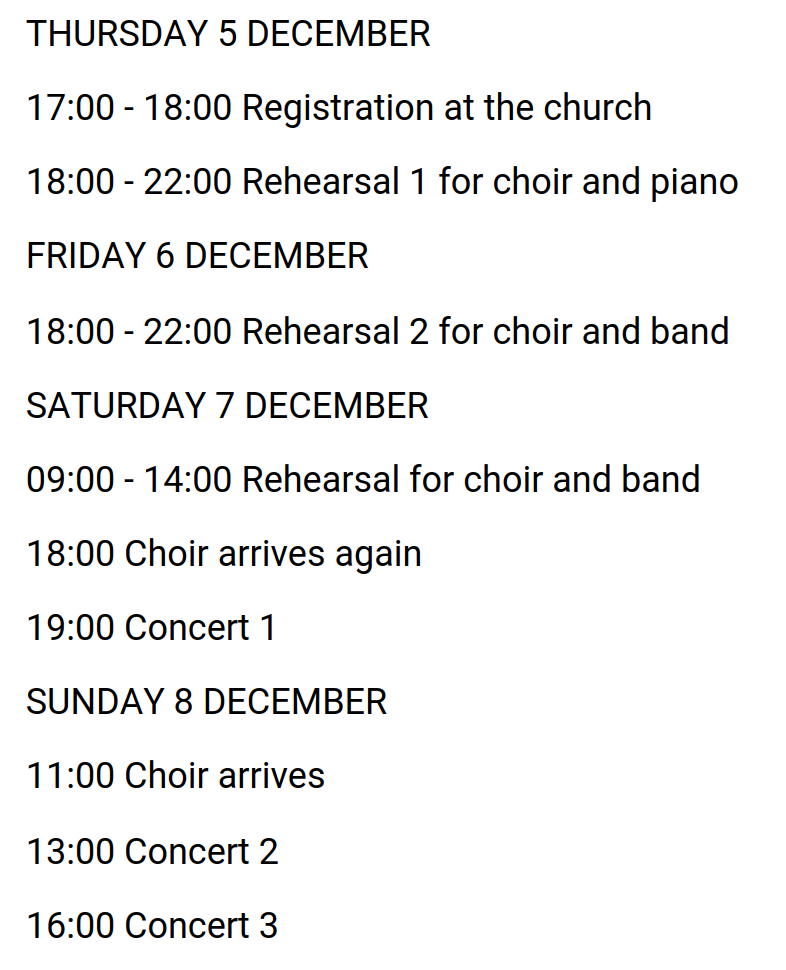 Schedule – Festive Fever